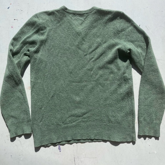 Men's Polo Ralph Lauren Sweatshirt Green Pony L V-Neck Wool Preppy Dad Classic - Picture 8 of 12